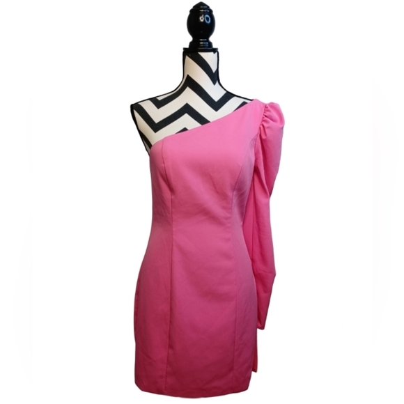 Ieena Duggal One-Shoulder Long Sleeve Fitted Short Dress - Picture 4 of 12